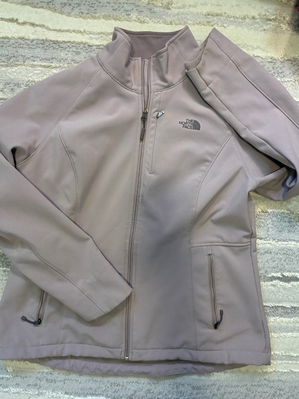 North Face Women's XL Softshell Jacket Full Zip Stretch WindWall Apex Mauve EUC